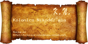 Kolonics Nikodémia névjegykártya